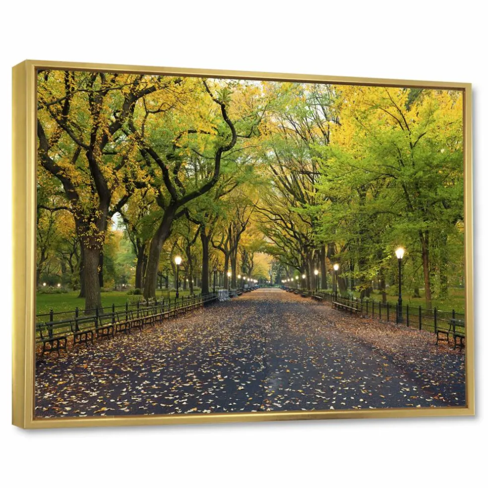 Designart - The Mall Area in Central Park - Large Landscape Framed Canvas Art