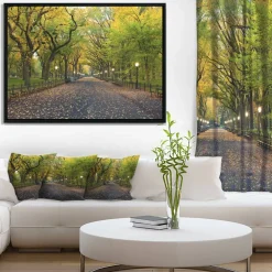Designart - The Mall Area in Central Park - Large Landscape Framed Canvas Art