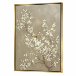 Designart - White Cherry Blossom III - Farmhouse Canvas in Gold Frame