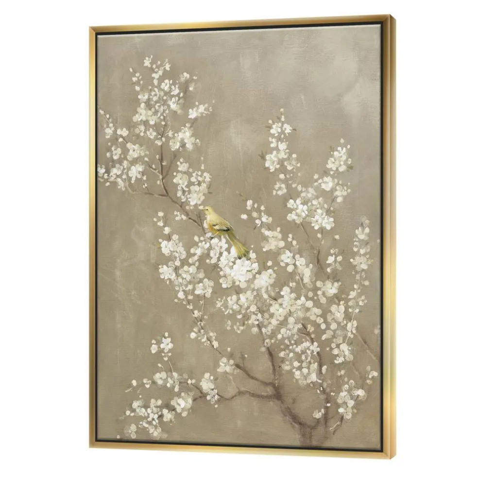 Designart - White Cherry Blossom III - Farmhouse Canvas in Gold Frame
