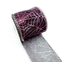 Designer’ Shop Reversible Pink & Silver Spider Web Wired Edge Ribbon 2.5" x 10 Yards – WR 63-5237
