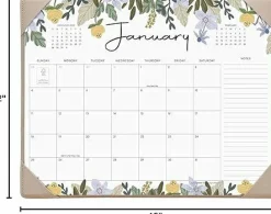 Desk Calendar 2026 with Desktop Mat, Floral Desk Pad Calendar 15 x 12 Inch 18 Months Runs From January 2026 to June 2027, Desk Blotter Calendar for Home School and Office (Floral)