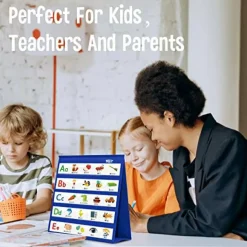 Desktop Pocket Chart, 120 Dry-Erase Double Sided Cards Includes 26 Letters with Images and 120 First Words, Self-Standing Tabletop Pocket Chart for Kids Teacher Classroom Home Use (13 X 12inch)