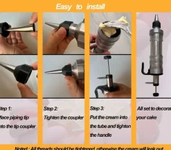 Dessert Decorating Piping Syringe Set Cake Decorating Tool Cookie Gun Press 11.2"W x 3.35"H