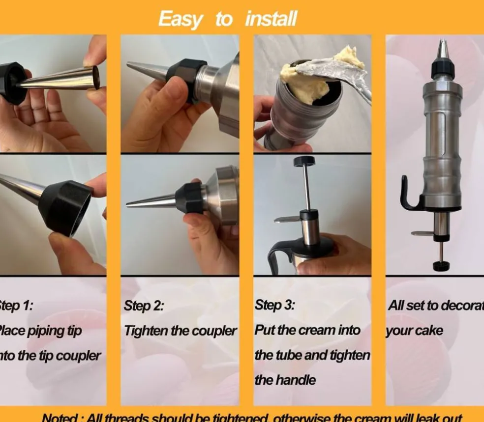 Dessert Decorating Piping Syringe Set Cake Decorating Tool Cookie Gun Press 11.2"W x 3.35"H