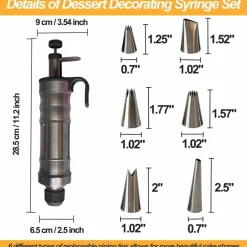 Dessert Decorating Piping Syringe Set Cake Decorating Tool Cookie Gun Press 11.2