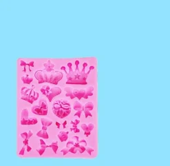 Detailed Crown and Bow-Shaped Silicone Mold for Homemade Sweets