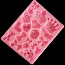 Detailed Crown and Bow-Shaped Silicone Mold for Homemade Sweets