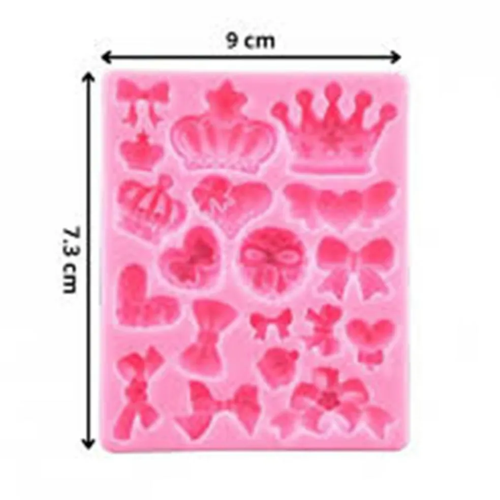 Detailed Crown and Bow-Shaped Silicone Mold for Homemade Sweets