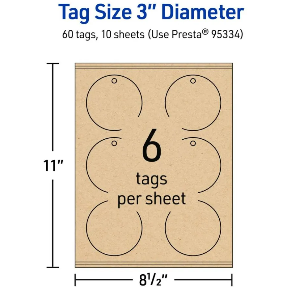 3" Diameter Round, Kraft Brown Printable Tags