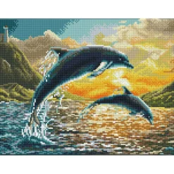 Diamond Dotz® Intermediate Dolphin Sunset Diamond Painting Kit