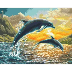 Diamond Dotz® Intermediate Dolphin Sunset Diamond Painting Kit