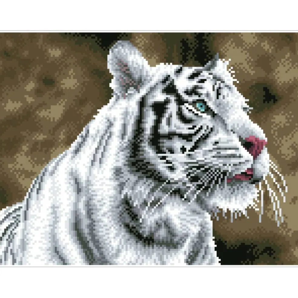 Diamond Dotz® Intermediate Tiger Blanc Pre-Framed Diamond Painting Kit