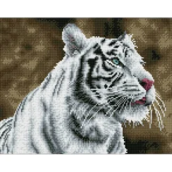 Diamond Dotz® Intermediate Tiger Blanc Pre-Framed Diamond Painting Kit