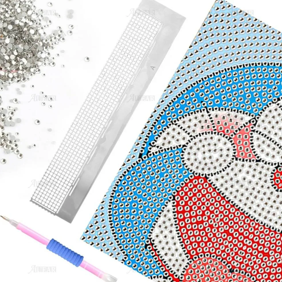 Diamond Painting Mesh Ruler, Stainless Steel Diamond Art Grid Alignment Tool with 520 Blank Grids, Drill Placement Ruler for Round & Square Drills, Full & Partial Drill DIY Crafts