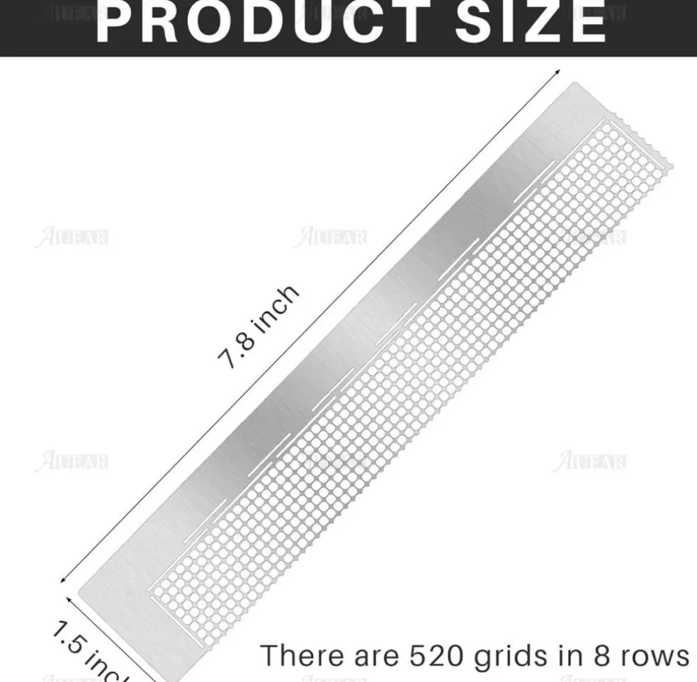 Diamond Painting Mesh Ruler, Stainless Steel Diamond Art Grid Alignment Tool with 520 Blank Grids, Drill Placement Ruler for Round & Square Drills, Full & Partial Drill DIY Crafts