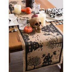 DII® 74" Haunted House Burlap Table Runner