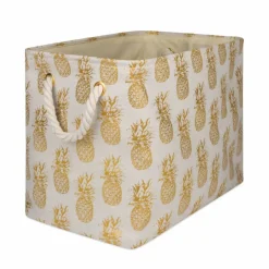 DII® Medium Rectangle Gold Pineapple Polyester Bin
