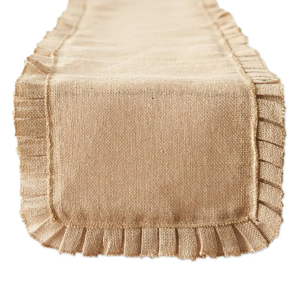 DII® Natural Ruffle Trim Jute Table Runner, 14x72 inch