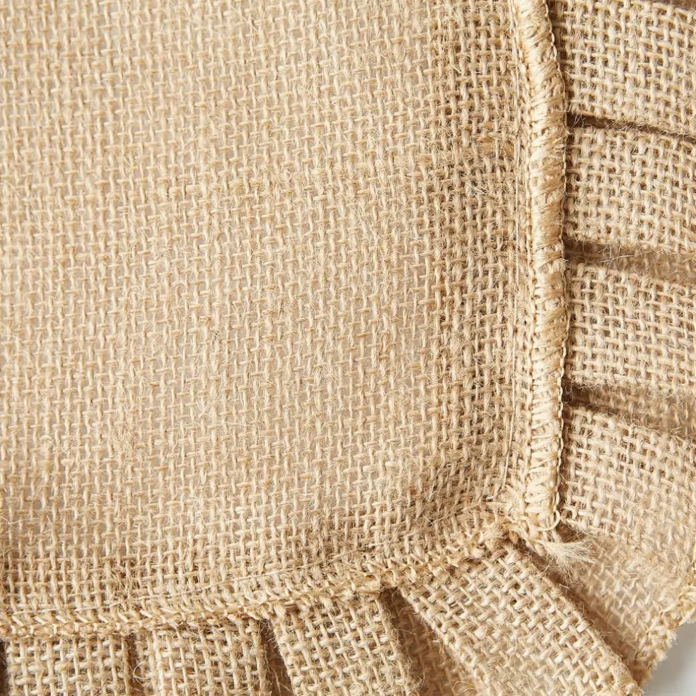 DII® Natural Ruffle Trim Jute Table Runner, 14x72 inch