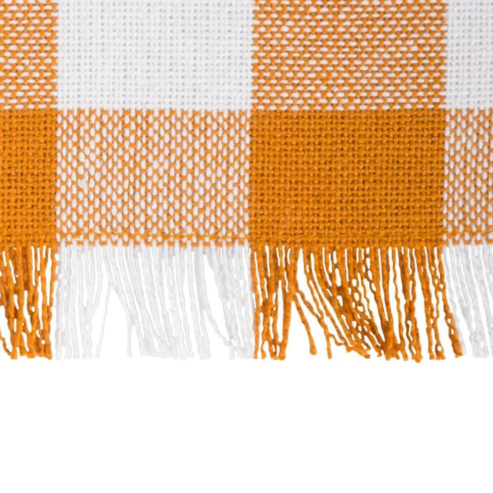 DII® Pumpkin Spice Heavyweight Check Fringed Placemat Set
