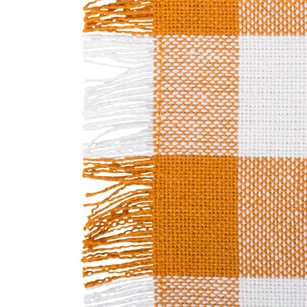 DII® Pumpkin Spice Heavyweight Check Fringed Placemat Set
