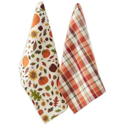 DII® Pumpkin Spice Plaid Dishtowel Set