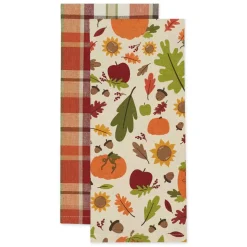 DII® Pumpkin Spice Plaid Dishtowel Set