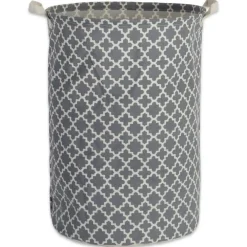 DII® Round Lattice PE-Coated Cotton Polyester Laundry Hamper