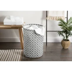 DII® Round Lattice PE-Coated Cotton Polyester Laundry Hamper