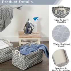 DII® Round Lattice PE-Coated Cotton Polyester Laundry Hamper