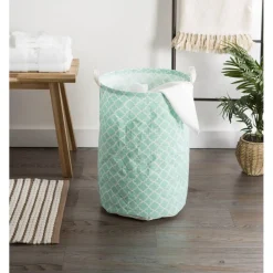 DII® Round Lattice PE-Coated Cotton Polyester Laundry Hamper