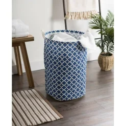DII® Round Lattice PE-Coated Cotton Polyester Laundry Hamper