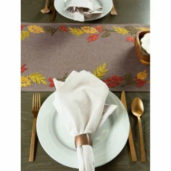 DII® 108" Shimmering Leaves Embroidered Table Runner