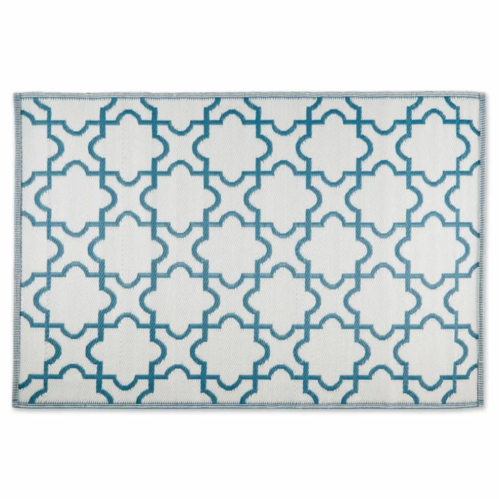 DII® Storm Blue & White Lattice Outdoor Rug, 4ft. x 6ft.
