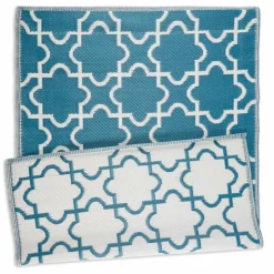 DII® Storm Blue & White Lattice Outdoor Rug, 4ft. x 6ft.