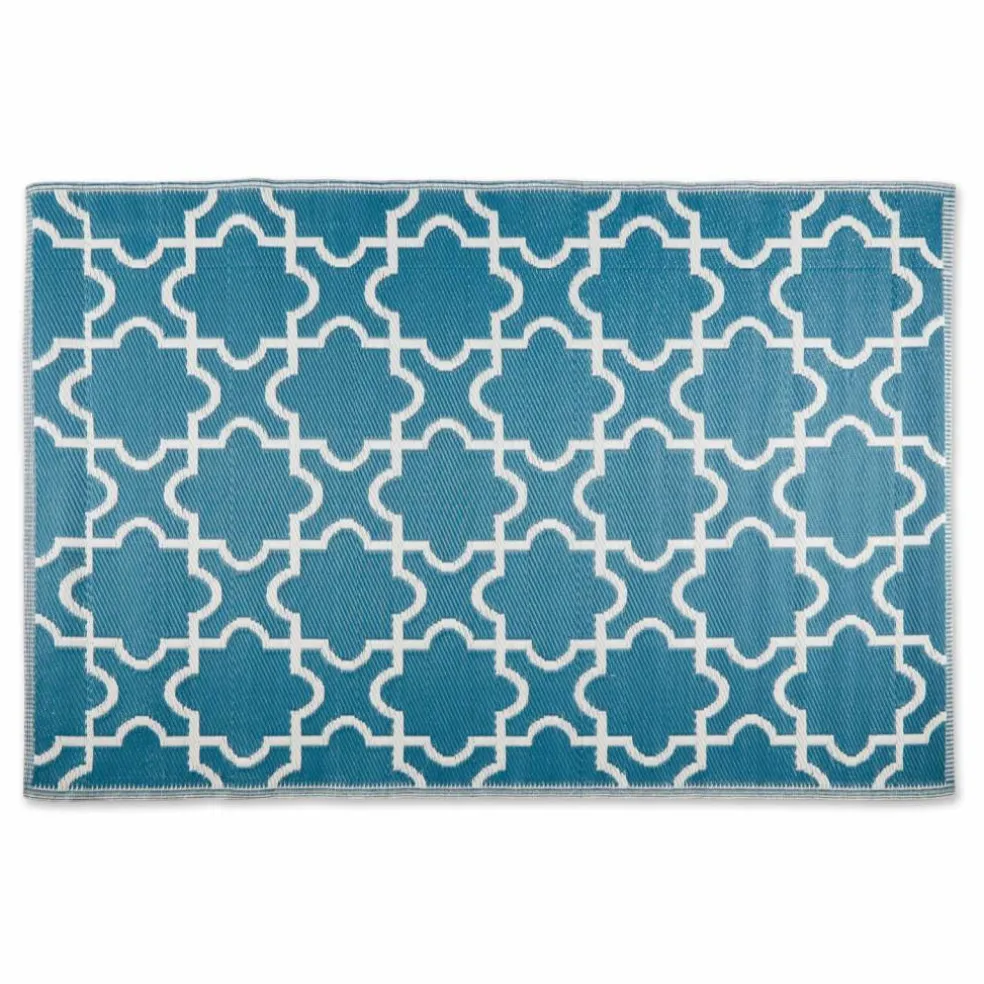 DII® Storm Blue & White Lattice Outdoor Rug, 4ft. x 6ft.