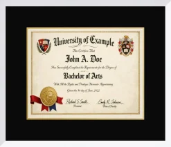 Diploma Frame x 11 College Diploma (Modern) - Graduation Bright White Hardwood With Black double mat