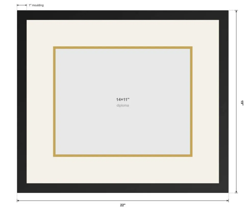 Diploma Frame x 11 College Diploma (Modern) - Graduation Bright White Hardwood With Black double mat