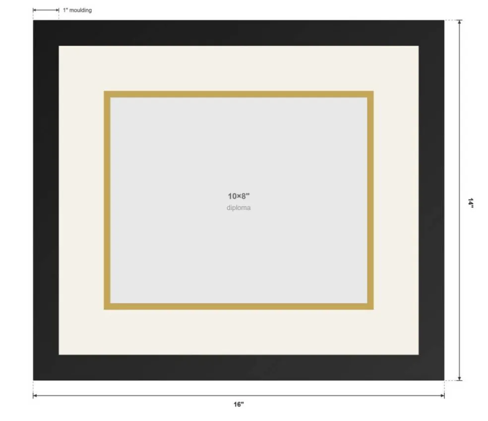 Diploma Frame x 8 Professional License - Graduation Matte Black Hardwood With Dark Red double mat
