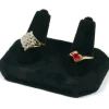 3 Displays Double Ring Black Velvet Jewelry Showcase