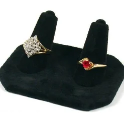 3 Displays Double Ring Black Velvet Jewelry Showcase