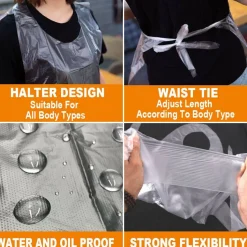 Disposable Aprons (50 Count), Plastic apron for Painting Party, Cooking, Housework, Picnic etc.