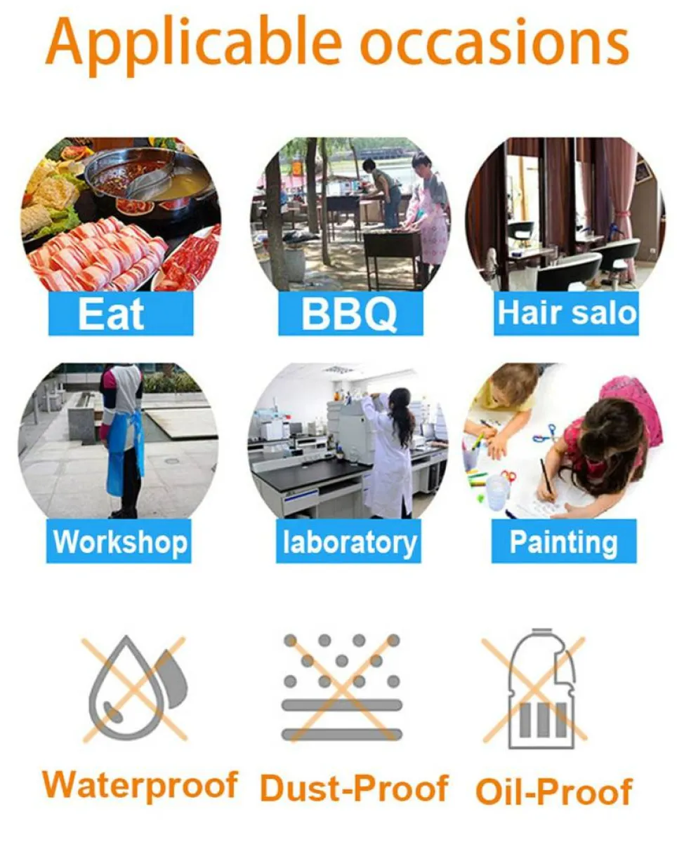 Disposable Aprons (50 Count), Plastic apron for Painting Party, Cooking, Housework, Picnic etc.