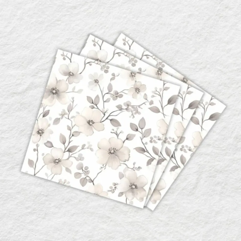 Disposable Paper Cocktail Napkins - Watercolor Fall Flowers