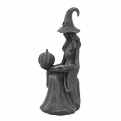 10.5" Distressed Black Witch with Book & Pumpkin Tabletop Décor by Ashland®