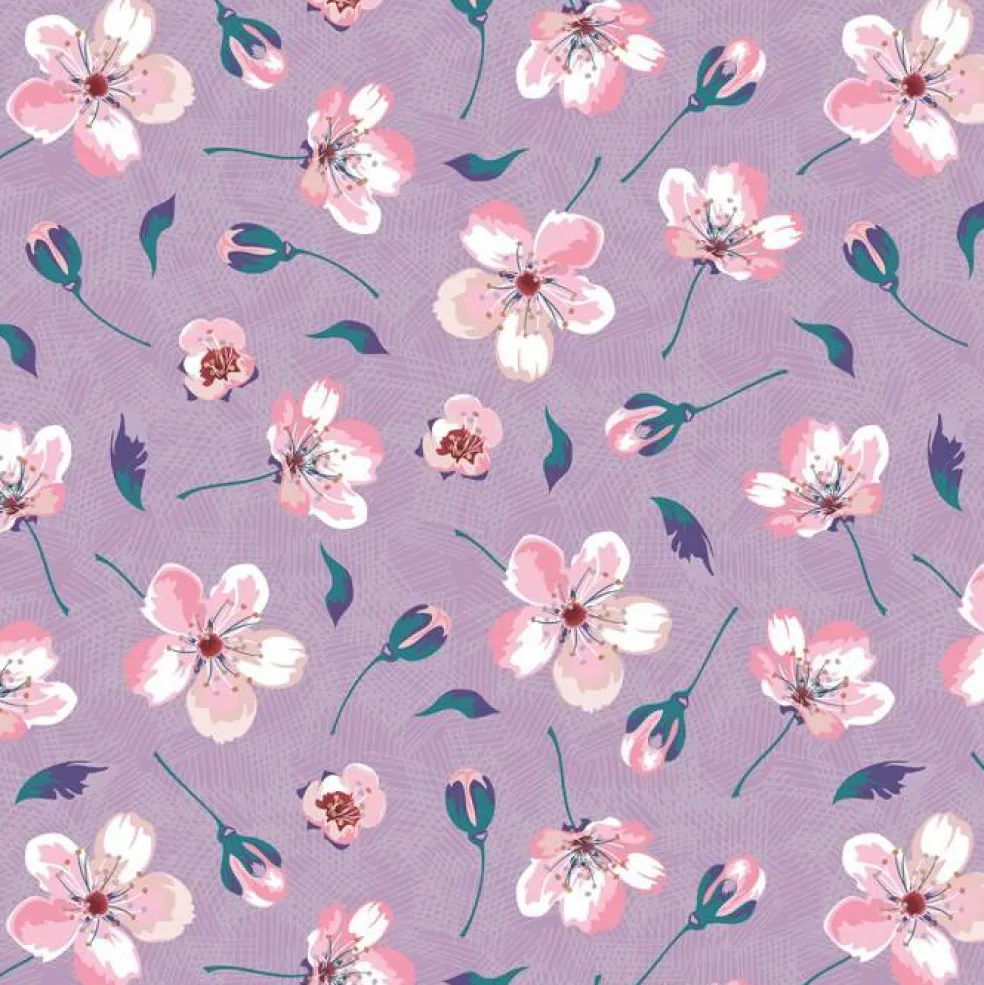 Ditsy Blooms Lavender Anti-Pill Premium Fleece Fabric | By The Yard
