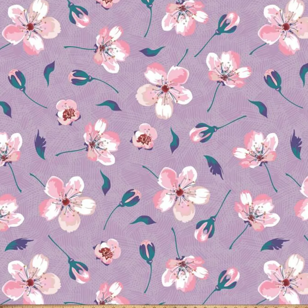 Ditsy Blooms Lavender Anti-Pill Premium Fleece Fabric | By The Yard