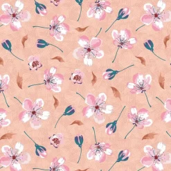 Ditsy Blooms Peach Anti-Pill Premium Fleece Fabric | By The Yard
