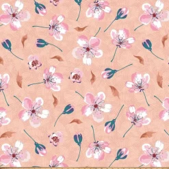 Ditsy Blooms Peach Anti-Pill Premium Fleece Fabric | By The Yard